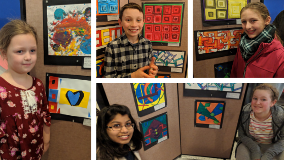 collage of students with their abstract art
