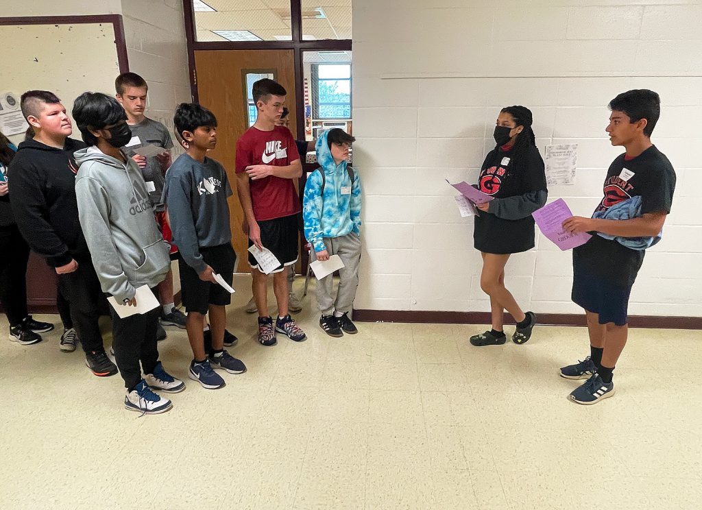 GHS student leaders Melina & Nathaniel talk to their tour group about the academics at GHS.