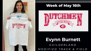Student who earned Dutchmen of the Week honors holding t-shirt and smiling