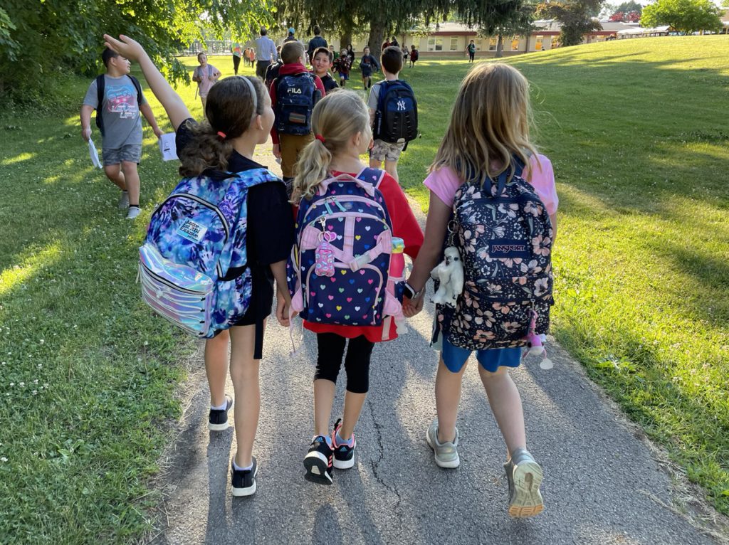 AES students participating in walking school bus
