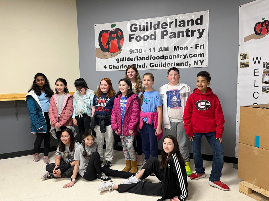 Students at the Guilderland Food Pantry.