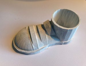 Close up image of 3D printed shoe designed by student