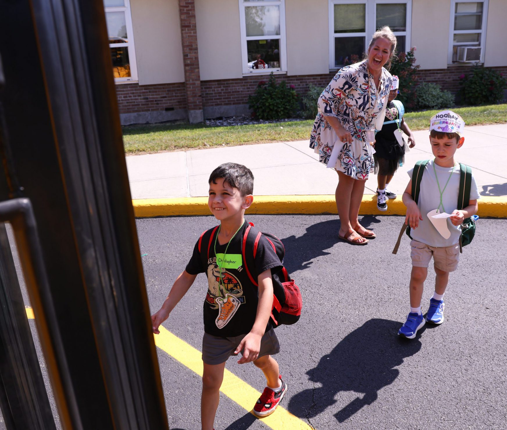 WES student going on the bus.