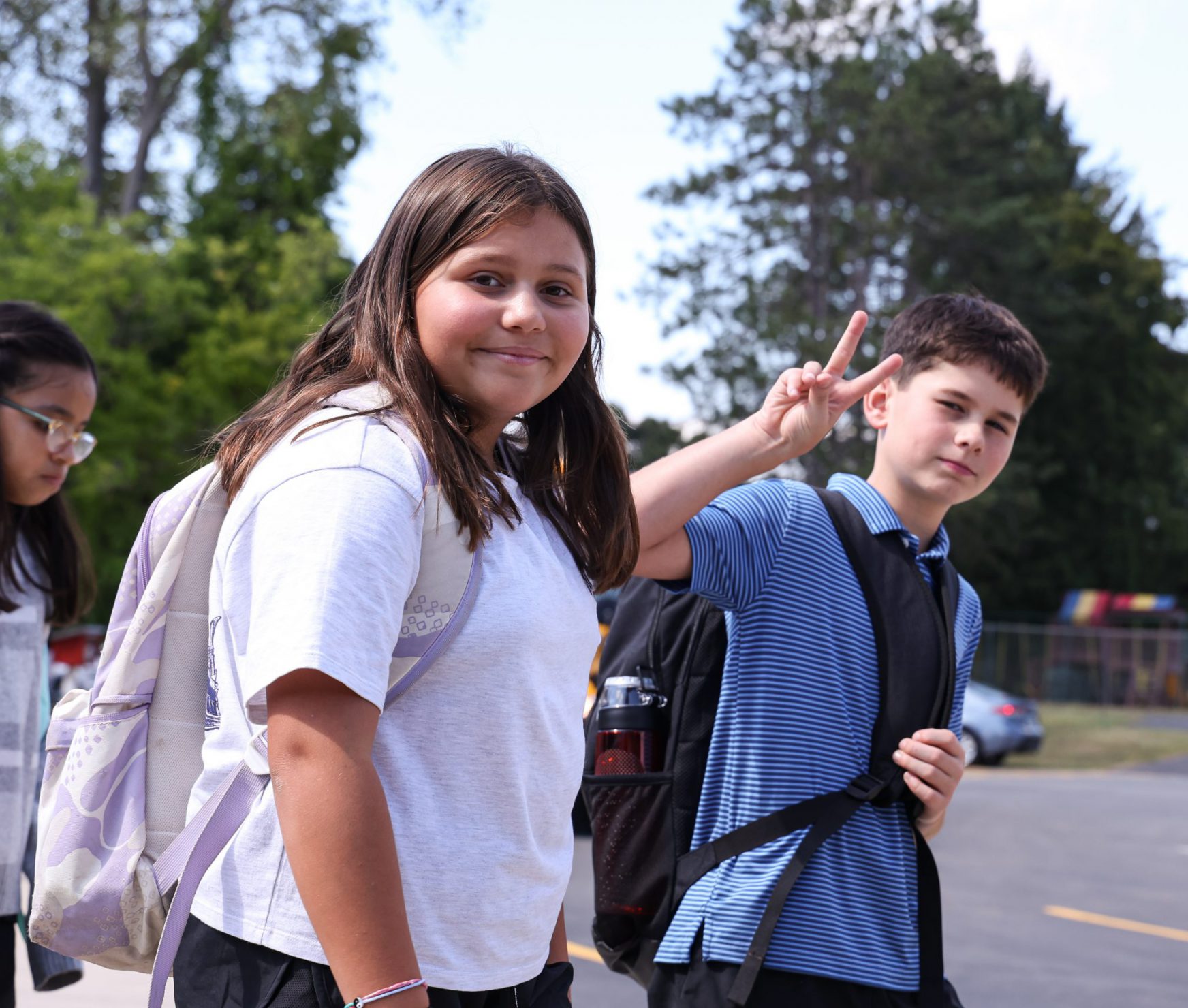 WES students leaving on the first day of school.