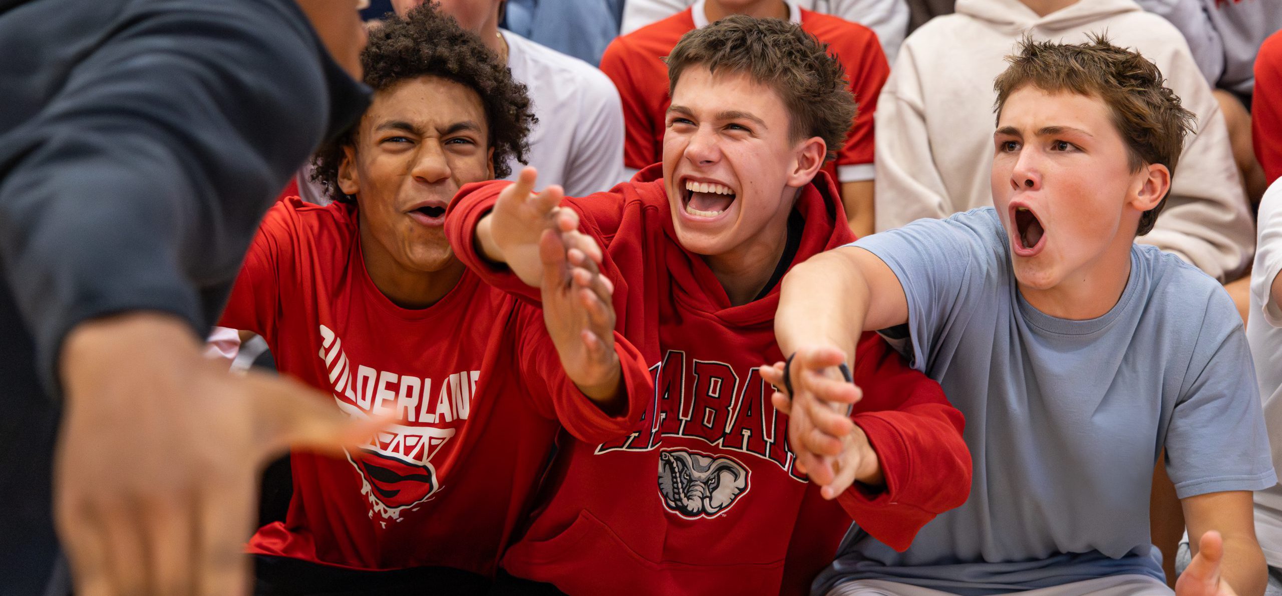 GHS students cheering at spirit rally.