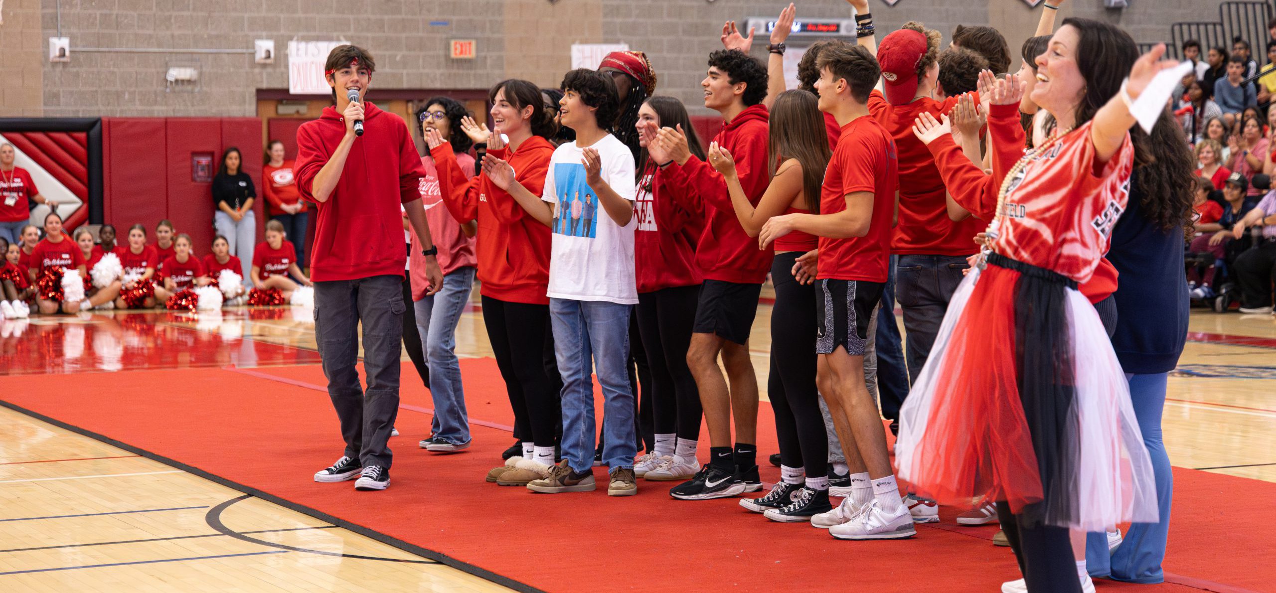 GHS students singing at spirit rally.