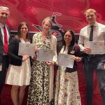 Photo of Principal Michael Laster with Tenurees Karin Baldauf, Karolyn Pepper, Leah Werther and Curt Roscoe