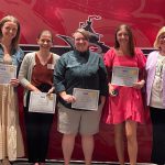 photo of Tenurees Brianna Loiselle, Megan Benner, Katie Kiernan and Katelyn McDonough with Principal Katie Stalker