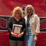 Photo of Retiree Barbara Davis and Director of Pupil Personnel Services Lisa Knowles