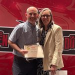 Photo of Retiree Korey Rogotzke and Math, Science and Technology Instructional Administrator Dr. Beverly Bisnett-Jenks
