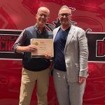 Photo of Retiree Matthew Ball and Instructional Administrator for ELA, Social Studies, Reading, Library Science and Enrichment Roy Dumar